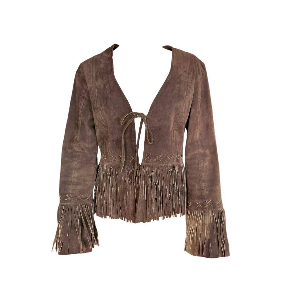 rampage western fringe leather jacket